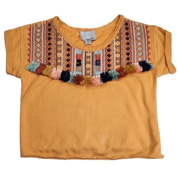Anthropologie ChloeOliver Southwest Valencia Embroidered Fringe Tassel Top Sz Sm - Picture 1 of 11